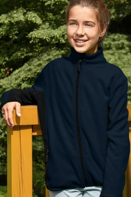Barn fleece kontrastjacka, mörkblå