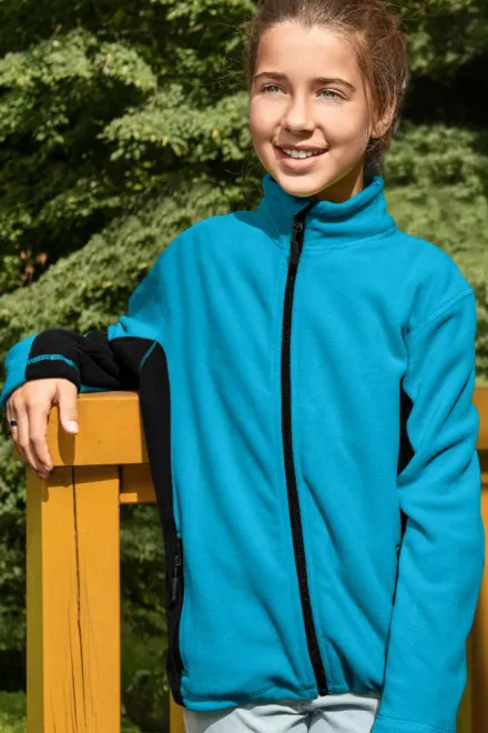 Barn fleece kontrastjacka, turkos