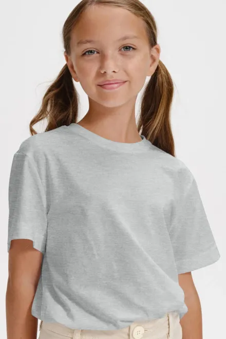 Barns enkla T-shirt, ljusgrå marmor