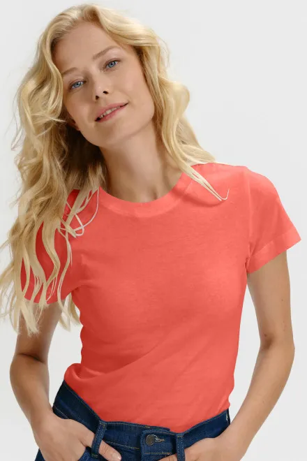 Dam enkel T-shirt, korall
