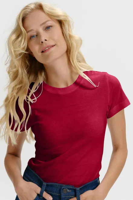 Dam enkel T-shirt, marlboro röd