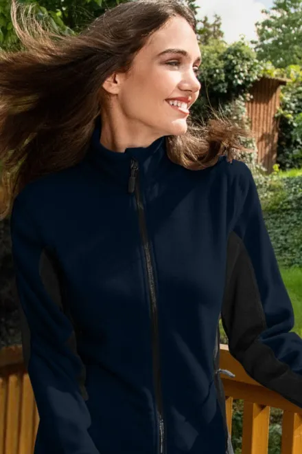 Dam fleece kontrastjacka, mörkblå