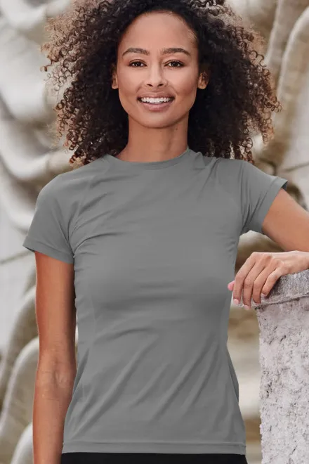 Dam T-shirt för sport, mörkgrå marmor
