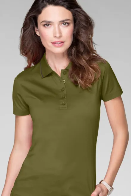 Damer elegant merceriserad polotröja, avokado