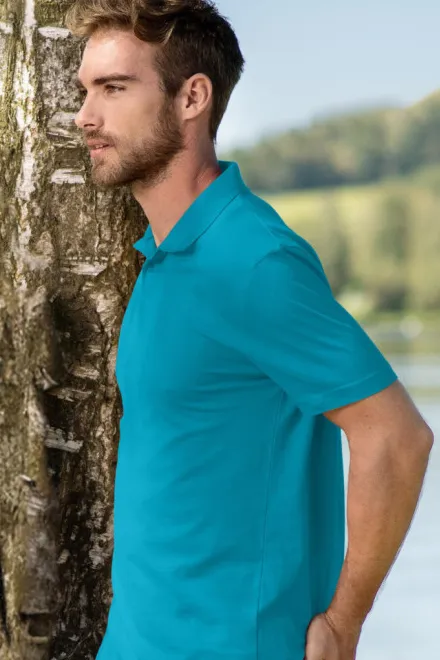 Enkel polotröja för män, turkos