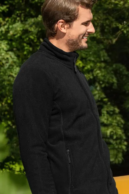 Fleece kontrastjacka för män, svart