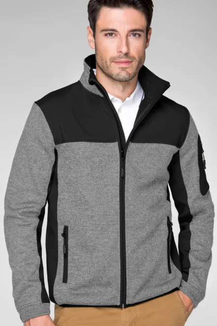 Fritidsjacka för män, ljus stickad grå