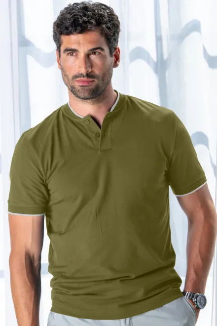 Herrpikétröja med bomberkrage, avokado