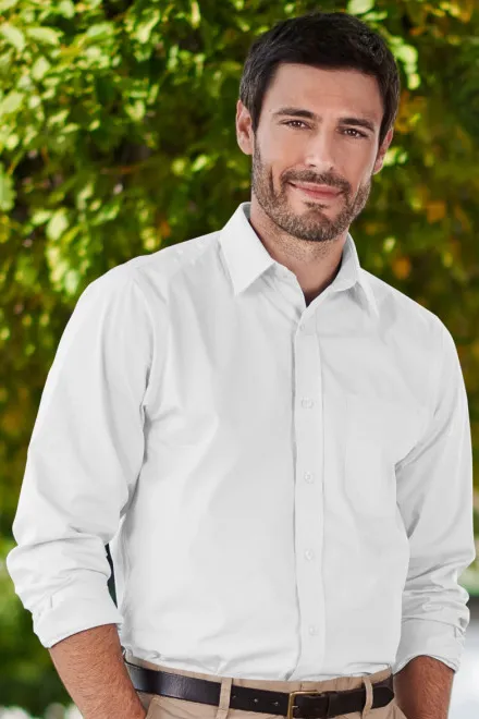 Herrskjorta med långa ärmar, vit