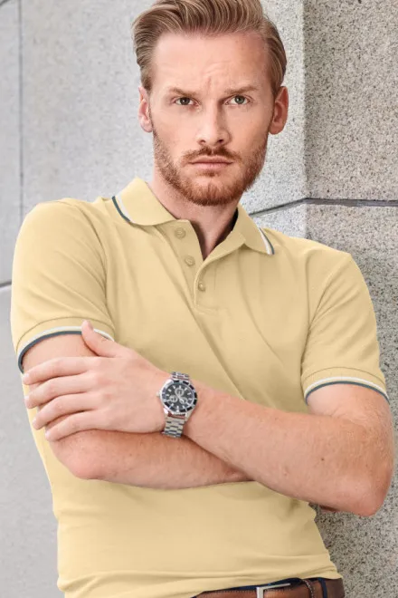 Klassisk pikétröja för män, vanilj