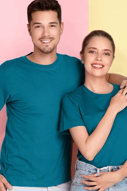 Lätt T-shirt med korta ärmar, petrol blue