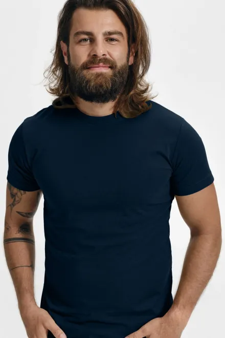 Mäns fashionabla T-shirt, mörkblå