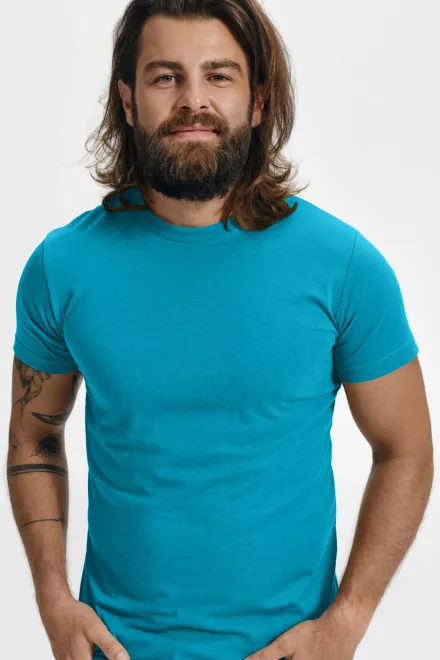 Mäns fashionabla T-shirt, turkos