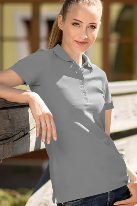 Pikétröja för damer, mörkgrå marmor