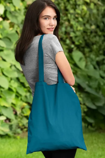 Shoppingväska i bomull, petrol blue