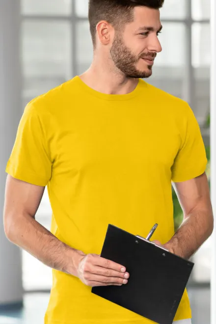 Slitstark herr-T-shirt, gul