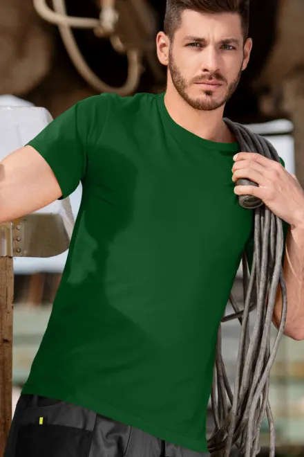 Slitstark herr-T-shirt tyngre, grön på flaska