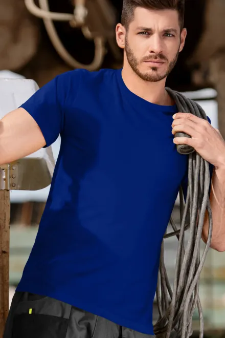 Slitstark herr-T-shirt tyngre, kungsblå