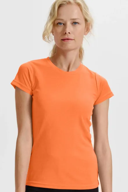 T-shirt för damer, neon mandarin