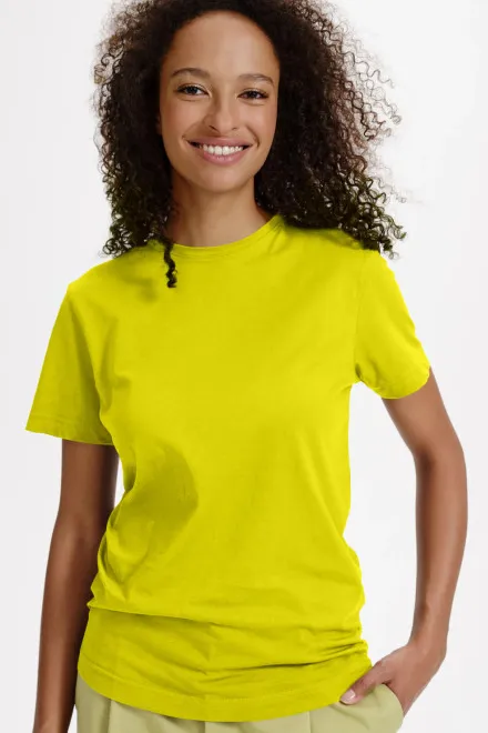 T-shirt för ekologisk bomull för kvinnor, citrongul