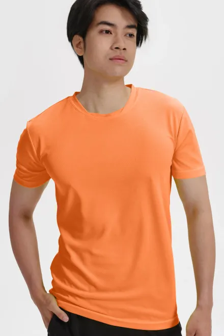 T-shirt med asymmetrisk ringning, neon mandarin
