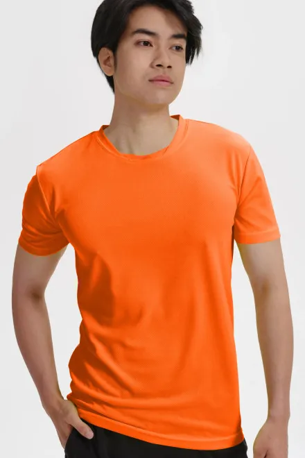 T-shirt med asymmetrisk ringning, neon orange