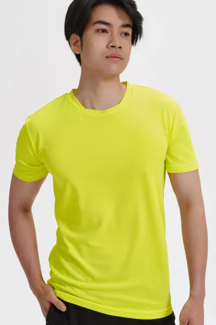 T-shirt med asymmetrisk ringning, neon yellow