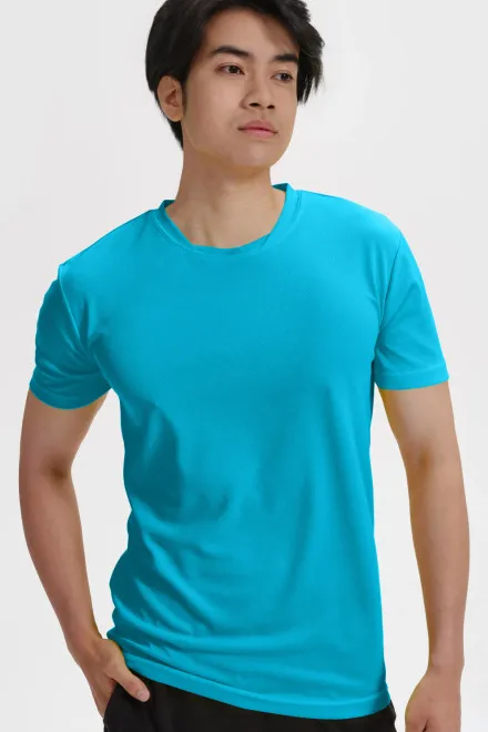 T-shirt med asymmetrisk ringning, turkos