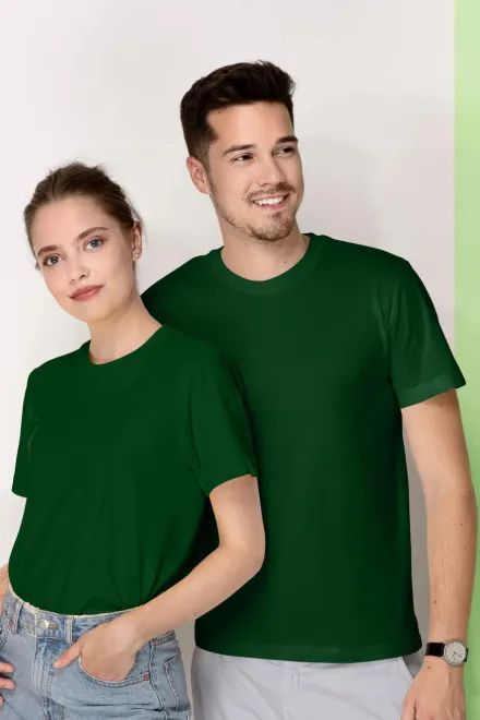 T-shirt med högre vikt, grön på flaska