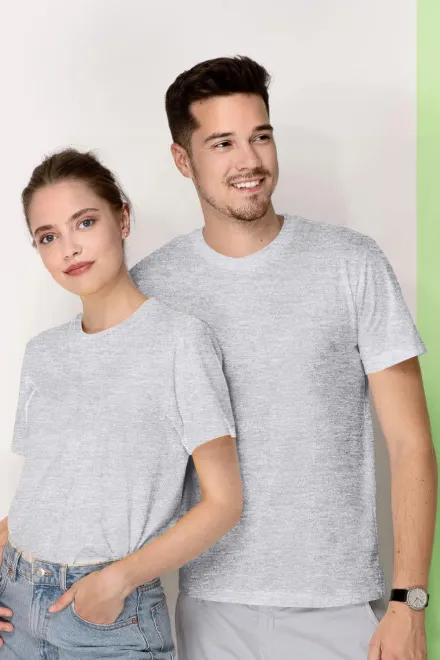 T-shirt med högre vikt, ljusgrå marmor