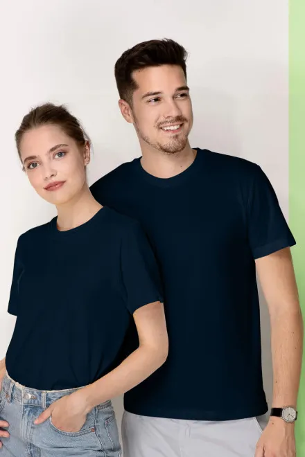 T-shirt med högre vikt, mörkblå