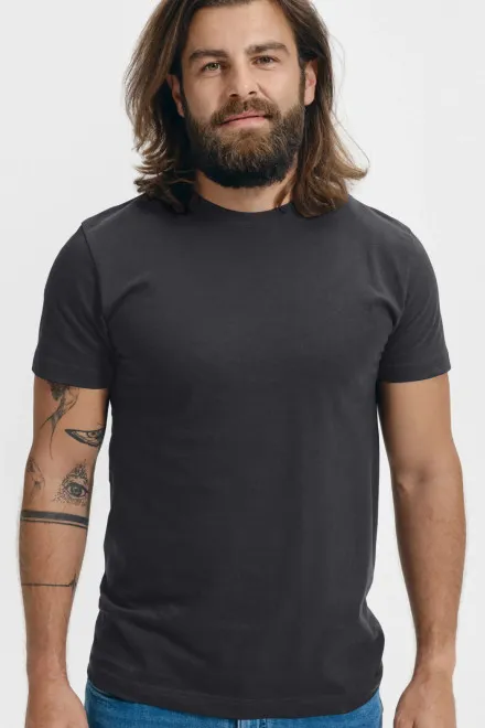 Unisex högre vikt T-shirt, ebenholts grå