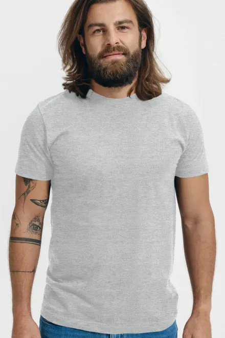 Unisex högre vikt T-shirt, ljusgrå marmor
