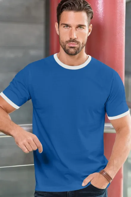 Unisex kontrast T-shirt, ljusblå