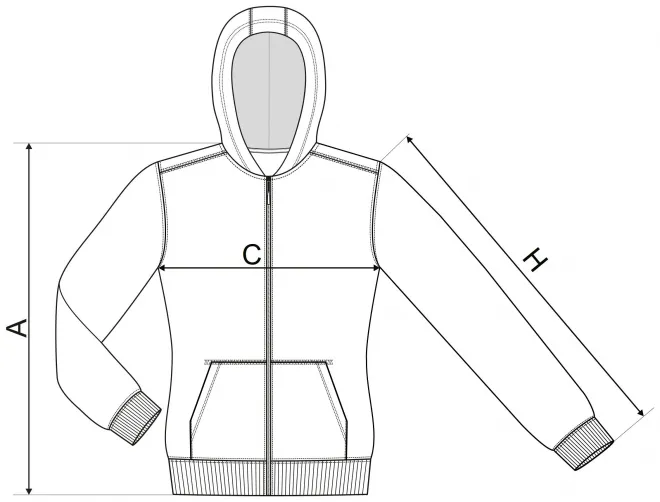 Barntröja med huva -  storleksdiagram