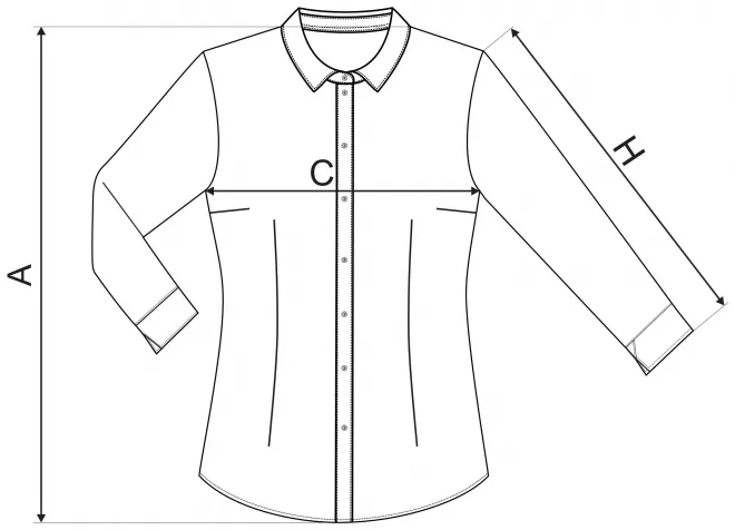 Dam bomullsblus med långa ärmar -  storleksdiagram