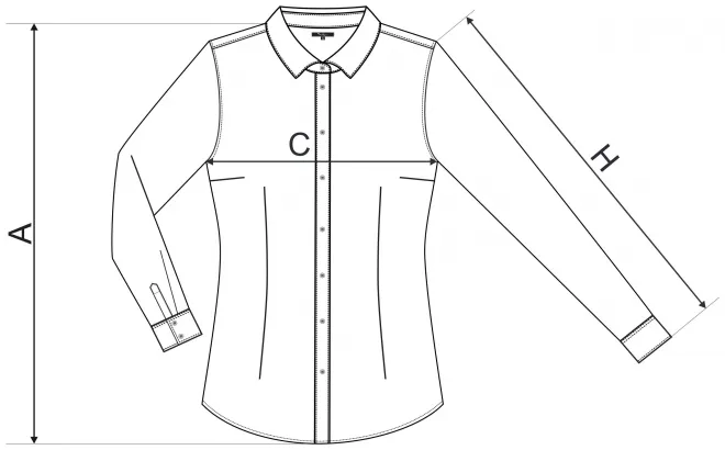 Dam långärmad blus slim fit -  storleksdiagram