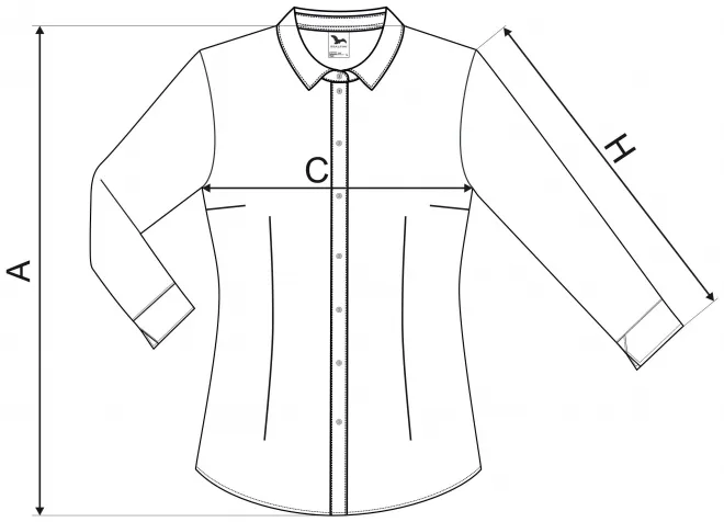 Damblus med långa ärmar -  storleksdiagram
