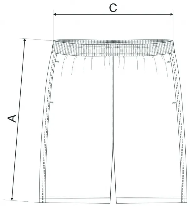 Herrshorts -  storleksdiagram