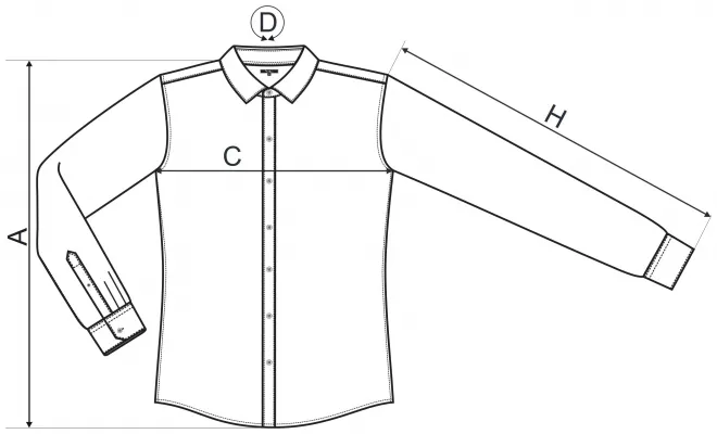 Herrskjorta med långa ärmar Slim fit -  storleksdiagram