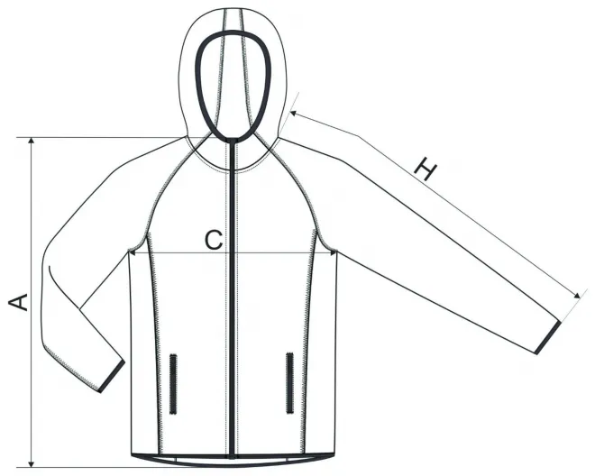 Herrtröja för män -  storleksdiagram