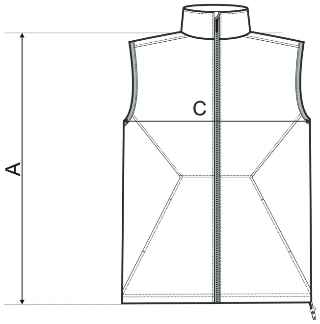 Herrväst -  storleksdiagram