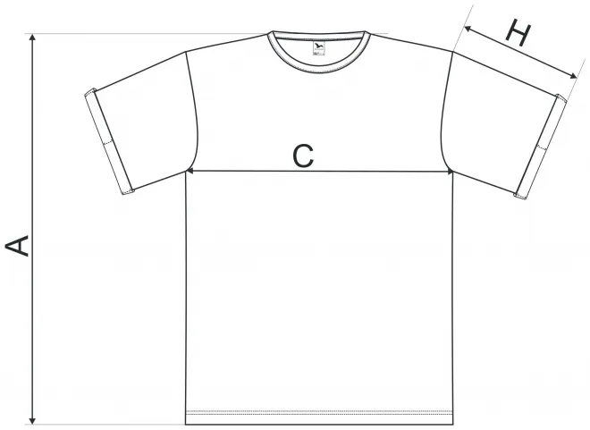 T-shirt herr med rullade ärmar -  storleksdiagram