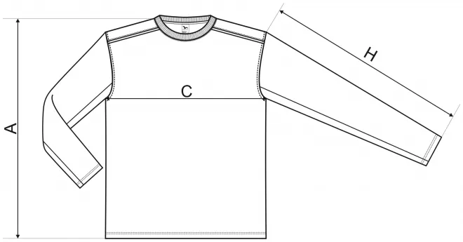 T-shirt med långa ärmar -  storleksdiagram