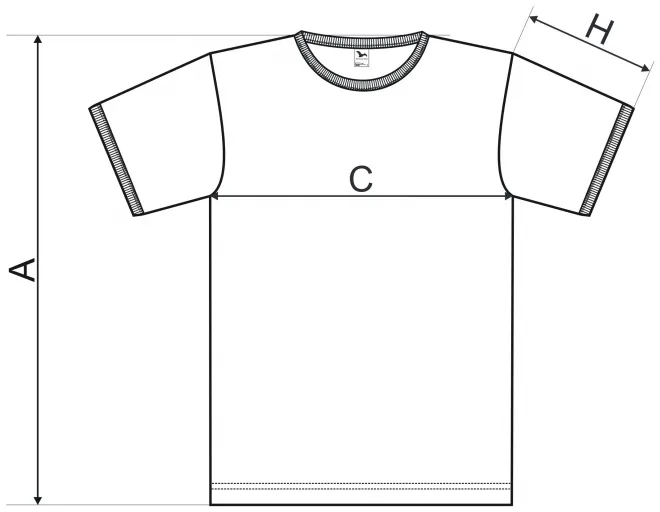 Unisex kontrast T-shirt -  storleksdiagram