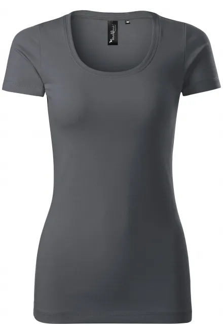 T-shirt dam med dekorativa sömmar - ljusgrå, M