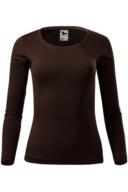 T-shirt för kvinnor med långa ärmar - kaffe, XS