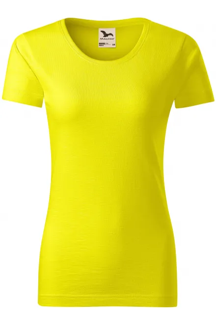 T-shirt för kvinnor, texturerad ekologisk bomull - citrongul, M