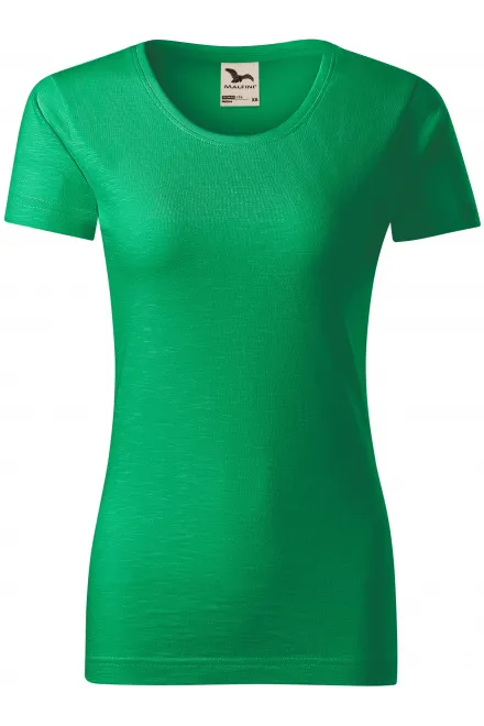 T-shirt för kvinnor, texturerad ekologisk bomull - gräsgrön, M