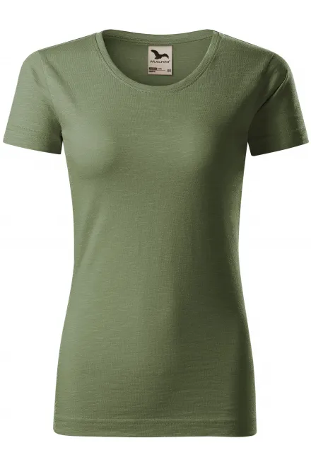 T-shirt för kvinnor, texturerad ekologisk bomull - khaki, M